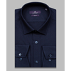 Темно-синяя приталенная мужская рубашка с длинными рукавами-4