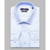 Голубая приталенная рубашка с длинными рукавами-4