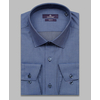 Синяя приталенная мужская рубашка в клетку с длинными рукавами-4