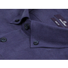Темно-синяя приталенная мужская рубашка меланж с длинным рукавом-2
