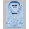 Голубая приталенная рубашка меланж с длинными рукавами-4