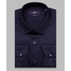 Темно-синяя приталенная мужская рубашка с длинными рукавами-4