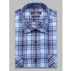 Байковая голубая мужская рубашка в клетку с длинными рукавами-9
