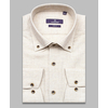 Байковая бежевая приталенная мужская рубашка меланж с длинным рукавом-4