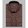 Байковая коричневая приталенная рубашка меланж с длинными рукавами-4