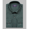 Байковая зеленая приталенная мужская рубашка меланж с длинным рукавом-4