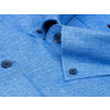 Байковая синяя приталенная мужская рубашка меланж с длинным рукавом-2