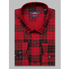 Темно-красная приталенная мужская рубашка в клетку с длинными рукавами-9