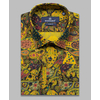 Разноцветная приталенная рубашка в огурцах с длинными рукавами-4