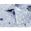 Серо-голубая приталенная рубашка в цветах с длинными рукавами-2