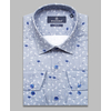 Серо-голубая приталенная рубашка в цветах с длинными рукавами-4