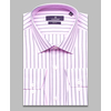 Розовая приталенная рубашка в полоску с длинными рукавами-4