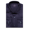 Темно-синяя приталенная мужская рубашка с длинными рукавами-3