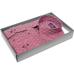 Мужская рубашка Poggino приталенный цвет бордовый в клетку купить в Москве недорого