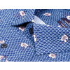 Синяя приталенная рубашка в цветах с длинными рукавами-2