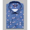 Синяя приталенная рубашка в цветах с длинными рукавами-4