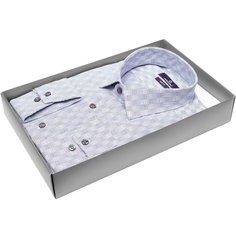 Мужская рубашка Poggino приталенный цвет серый в клетку купить в Москве недорого
