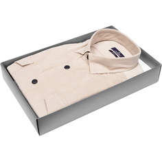 Мужская рубашка Poggino приталенный цвет бежевый в полоску купить в Москве недорого