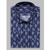 Темно-синяя приталенная мужская рубашка в узорах с длинными рукавами-9