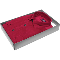 Мужская рубашка Poggino приталенный цвет бордовый однотонный купить в Москве недорого