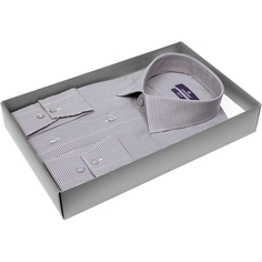 Мужская рубашка Poggino приталенный цвет серый в клетку купить в Москве недорого