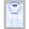 Голубая мужская рубашка в клетку с длинными рукавами-9