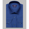 Синяя приталенная рубашка в ромбах с длинными рукавами-4