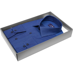 Мужская рубашка Poggino приталенный цвет синий в ромбах купить в Москве недорого