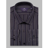 Черная приталенная рубашка в полоску с длинными рукавами-9