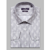 Серая приталенная мужская рубашка в узорах с длинными рукавами-9
