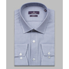 Серо-голубая приталенная рубашка в клетку с длинными рукавами-4