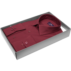 Мужская рубашка Poggino приталенный цвет бордовый в ромбах купить в Москве недорого