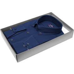 Мужская рубашка Poggino приталенный цвет темно синий однотонный купить в Москве недорого