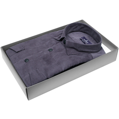 Мужская рубашка Poggino приталенный цвет серый в полоску купить в Москве недорого