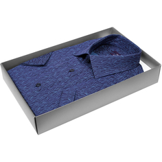 Мужская рубашка Poggino приталенный цвет темно синий в абстракции купить в Москве недорого