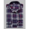 Темно-синяя приталенная рубашка в клетку с длинными рукавами-11