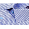 Синяя приталенная мужская рубашка в клетку с длинными рукавами-2