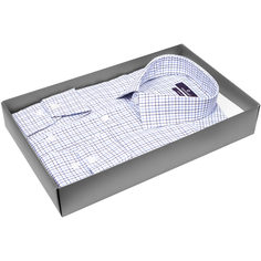 Мужская рубашка Poggino приталенный цвет белый в клетку купить в Москве недорого