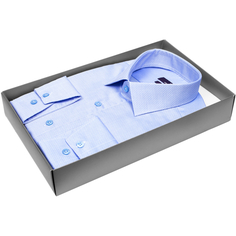 Мужская рубашка Poggino приталенный цвет светло-синий в ромбах купить в Москве недорого