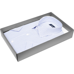 Мужская рубашка Poggino приталенный цвет белый в полоску купить в Москве недорого