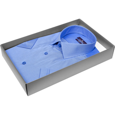 Мужская рубашка Poggino приталенный цвет синий однотонный купить в Москве недорого