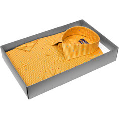 Мужская рубашка Poggino приталенный цвет светло-коричневый в клетку купить в Москве недорого