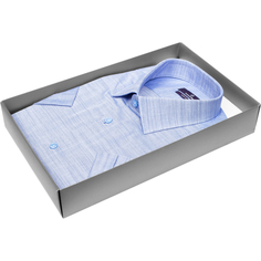 Мужская рубашка Poggino приталенный цвет светло-синий меланж купить в Москве недорого