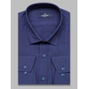 Темно-синяя приталенная мужская рубашка с длинными рукавами-5