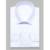 Голубая мужская рубашка Non Iron в полоску с длинными рукавами-5
