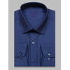 Темно-синяя приталенная мужская рубашка Non Iron с длинными рукавами-5