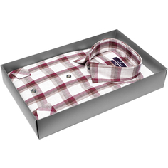 Мужская рубашка Poggino приталенный цвет бордовый в клетку купить в Москве недорого