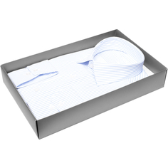 Мужская рубашка Poggino приталенный цвет белый в полоску купить в Москве недорого