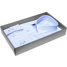 Мужская рубашка Poggino приталенный цвет голубой однотонный купить в Москве недорого