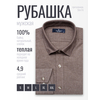 Байковая коричневая мужская рубашка меланж с длинными рукавами-4